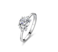 KnSam Echt Eheringe 9K/14K/18K Weißgold, Trauringe 4 Klaue mit Labor Erstellt Diamant, Hochzeitsring Weiß Gold Au 375/585/750, Gr.47-65