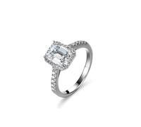 KnSam Echt Gold 9K/14K/18K Weiß Gold Eheringe, 4 Klaue Trauringe mit Labor Erstellt Diamant Rechteckschliff, Freundschaftsringe Weißgold Au 375/585/750, Gr.47-65