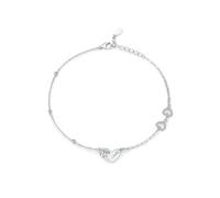 KnSam Echt Gold Armbänder Damen Weißgold 14 Karat 585, Herz Armreifen mit Labor Erstellt Diamant, 14K Gold Armreif, 20+3cm