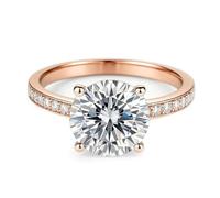 KnSam Echt Gold Eheringe Rose Gold Au585 14K, 4 Klaue Trauringe mit Moissanit, 14K Gold Freundschaftsringe, Gr.62 (19.7)