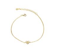 KnSam Echt Gold Gold 14 Karat Au585 Armbänder Frauen, Klassiker Herz Armreif Damen mit Labor Erstellt Diamant, Armreifen 14K Gelbgold, 19+3cm