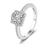 KnSam Echt Gold Hochzeitsring Weißgold 18 Karat, Trauringe Klassiker mit Labor Erstellt Diamant, Freundschaftsringe Gold 750, Gr.57 (18.1)