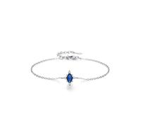 KnSam Echt Gold Schmuck Armbänder für Frauen Weißgold Au585, Gliederarmband Damen Zierlich mit Labor Erstellt Saphir Blau Marquiseschliff, Armbänder Labor Erstellt Diamant 14K, 20+3cm