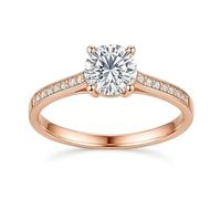KnSam Echt Gold Schmuck Freundschaftsringe 14 Karat Rotgold 585, 4 Klaue Verlobungsring mit Moissanit, 14K Rosegold Partnerringe, Gr.62 (19.7)