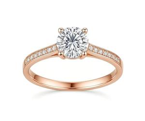 KnSam Echt Gold Schmuck Freundschaftsringe 14 Karat Rotgold 585, 4 Klaue Verlobungsring mit Moissanit, 14K Rosegold Partnerringe, Gr.62 (19.7)