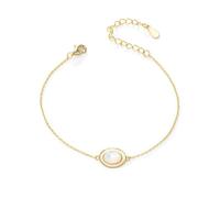 KnSam Echt Gold Schmuck Gold 585 14 Karat Armband Charms, Muschel Frau Armbänder mit Muschel Ovalschliff, Armreifen 14K Gelbgold, 17+5cm