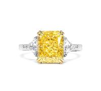 KnSam Echt Gold Schmuck Hochzeitsring 14 Karat Weißgold Au585, Zierlich Klassiker Partnerringe mit Labor Erstellt Gelb Saphir Gelb Baguette, Au585 Gold Verlobungsring Moissanit, Gr.51 (16.2)