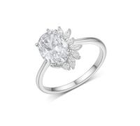 KnSam Echt Gold Schmuck Pärchen Ringe Weißgold 14 Karat 585, Zierlich Partnerringe mit Moissanit Ovalschliff, 14K Gold Verlobungsring, Gr.51 (16.2)