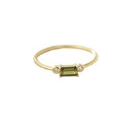 KnSam Echt Gold Schmuck Verlobungsring 9 Karat 375 Gelbgold, Hochzeitsring Klassiker Zierlich mit Peridot Grün Rechteckschliff, Partnerringe Moissanit 9K Gold, Gr.53 (16.9)
