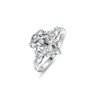 KnSam Echt Gold Schmuck Verlobungsring 9 Karat Weißgold 375, Klassiker Partnerringe mit Moissanit Tropfenschliff, 9K Gold Trauringe, Gr.52 (16.6)