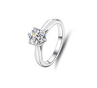 KnSam Echt Gold Schmuck Verlobungsring Weißgold Au585 14 Karat, Hochzeitsring Zierlich mit Moissanit, Freundschaftsringe Gold 585, Gr.65 (20.7)