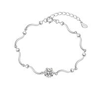 KnSam Echt Gold Schmuck Weißgold 585 14K Armband Damen, Klassiker Armreifen Frau mit Labor Erstellt Diamant, Armreifen Au585 Gold, 19+3cm