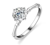 KnSam Echt Gold Trauringe Weißgold 14K Au585, 4 Klaue Hochzeitsring mit Labor Erstellt Diamant, 14K Gold Diamantring, Gr.57 (18.1)