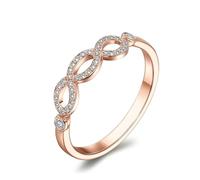 KnSam Echt Gold Verlobungsring 18 Karat Au750 Rotgold, Unendlichkeit Pärchen Ringe mit Diamant, 18K Gold Partnerringe, Gr.48 (15.3)