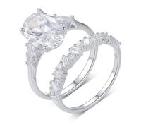 KnSam Echt Goldschmuck 18 Karat Weißgold 750 Freundschaftsringe, Klassiker Zierlich Verlobungsring mit Moissanit Ovalschliff, Ring 18K Gold, Gr.54 (17.2)