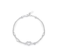 KnSam Echt Goldschmuck Armband Frauen Weißgold 14 Karat, Doppelte Schicht Kette Damen Armbänder mit Diamant, Au585 Gold Armreif, 19+3cm