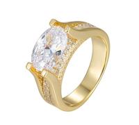 KnSam Echt Goldschmuck Eheringe Gold Au375, Solitärring Klassiker mit Moissanit Ovalschliff, Verlobungsring 9K Gelbgold, Gr.58 (18.5)