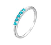 KnSam Echt Goldschmuck Hochzeitsband Weißgold 375 9 Karat, Zierlich Klassiker Verlobungsring mit Türkis Blau Grün, 9K Gold Trauringe, Gr.61 (19.4)