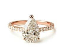 KnSam Echt Goldschmuck Verlobungsring Rotgold Au750 18 Karat, Eheringe Klassiker mit Moissanit Tropfenschliff, Hochzeitsring 750 Gold, Gr.49 (15.6)