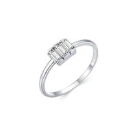 KnSam Echt Schmuck 14K Weißgold 585 Eheringe, Zierlich Antragsring mit Labor Erstellt Diamant Rechteckschliff, Trauringe 14K Gold, Gr.53 (16.9)
