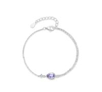 KnSam Echt Schmuck Armband Charms 14 Karat Weißgold 585, Frau Armbänder Zierlich Klassiker mit Amethyst Lila Tropfenschliff, Armreifen Diamant 14K Gold, 20+3cm