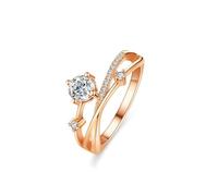 KnSam Echt Schmuck Eheringe Rosegold Au 375/585/750, Verlobungsring Kreuz mit Labor Erstellt Diamant, Trauringe 9K/14K/18K Rose Gold, Gr.47-65