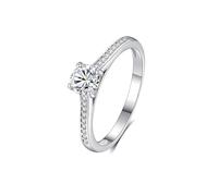 KnSam Echt Schmuck Trauringe 18 Karat Weißgold, Klassiker Diamantring mit Labor Erstellt Diamant, Au750 Gold Ring, Gr.58 (18.5)