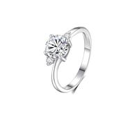 KnSam Echt Schmuck Verlobungsring 14 Karat Weißgold, Freundschaftsringe Verdreht mit Labor Erstellt Diamant, Trauringe 14K Gold, Gr.62 (19.7)