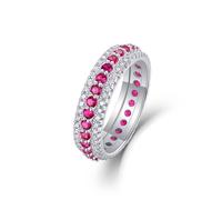 KnSam Echte Goldschmuck 14K Weißgold 585 Hochzeitsring, Elegant Pärchen Ringe mit Labor Erstellt Rubin Rot, Moissanit Verlobungsring Au585 Gold, Gr.54 (17.2)
