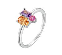 KnSam Echte Goldschmuck 9K Au375 Weißgold Pärchen Ringe, Klassiker Zierlich Trauringe mit Labor Erstellt Saphir Blau Ovalschliff, Amethyst Partnerringe Gold 375, Gr.56 (17.8)