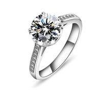 KnSam Echte Goldschmuck Antragsring 750 Weißgold, Labor Erstellt Diamant Trauringe Klassiker, Freundschaftsringe 18K, Gr.63 (20.1)