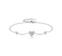 KnSam Echte Goldschmuck Armbänder Damen Weißgold 14 Karat 585, Armreifen Klassiker Herz mit Labor Erstellt Diamant Tropfenschliff, Armreifen 14K Gold, 18+5cm