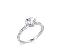 KnSam Echte Goldschmuck Pärchen Ringe 18K 750 Weißgold, Herz Partnerringe mit Moissanit Herzschliff, 18K Gold Verlobungsring Labor Erstellt Diamant, Gr.47 (15.0)