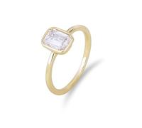 KnSam Echte Goldschmuck Pärchen Ringe Gold Au585, Partnerringe Klassiker Zierlich mit Moissanit Rechteckschliff, Verlobungsring 14K Gelbgold, Gr.62 (19.7)