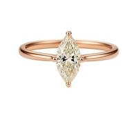 KnSam Echte Goldschmuck Rose Gold 585 Verlobungsring, Solitär Eheringe mit Moissanit Marquiseschliff, Partnerringe 14K Rosegold, Gr.53 (16.9)