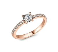 KnSam Echte Goldschmuck Rose Gold Au585 Pärchen Ringe, Klassiker Trauringe mit Moissanit, Partnerringe Rose Gold Au585, Gr.63 (20.1)