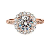 KnSam Echte Goldschmuck Trauringe Rotgold 18K Au750, Hochzeitsring Sonneblumen mit Moissanit, Verlobungsring 18K Rosegold, Gr.53 (16.9)