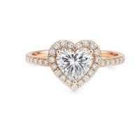 KnSam Echte Goldschmuck Verlobungsring Rose Gold 14 Karat Au585, Eheringe Herz mit Moissanit Herzschliff, Trauringe 14K Rosegold, Gr.63 (20.1)