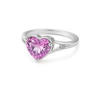 KnSam Echte Goldschmuck Weißgold 14K 585 Eheringe, Herz Verlobungsring mit Labor Erstellt Rose Saphir Rose Herzschliff, Diamant Trauringe 14K Gold, Gr.56 (17.8)