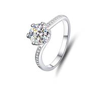 KnSam Echte Goldschmuck Weißgold Au750 18 Karat Hochzeitsring, Halo Pärchen Ringe mit Labor Erstellt Diamant, Diamantring 18K Gold, Gr.62 (19.7)