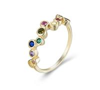 KnSam Echter Schmuck Pärchen Ringe 14 Karat Gelbgold Au585, Klassiker Zierlich Partnerringe mit Saphir Bunt, 14K Gelbgold Freundschaftsringe, Gr.65 (20.7)