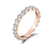 KnSam Echter Schmuck Trauringe Rotgold Au585, Verlobungsring Ewigkeit mit Moissanit Baguetteschliff, Pärchen Ringe Au585 Rosegold, Gr.65 (20.7)