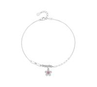 KnSam Echter Schmuck Weißgold 14K Au585 Armband Frauen, Blumen Damen Armbänder mit Rose Saphir Rose, Diamant Armreif Gold 585, 19+3cm