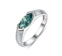 KnSam Echter Schmuck Weißgold 18K 750 Verlobungsring, Zierlich Klassiker Hochzeitsring mit Moissanit Olivgrün Marquiseschliff, Eheringe Au750 Gold, Gr.63 (20.1)