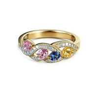 KnSam Echtes 9 Karat Au375 Gold Trauringe, Unendlichkeit Rose Quartz Partnerringe mit Saphir Rose, Moissanit Eheringe 9K Gelbgold, Gr.58 (18.5)