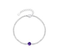 KnSam Echtes Armband Charms 14 Karat Au585 Weißgold, Frau Armbänder Doppelte Schicht Kette mit Amethyst Lila, Armreifen 14K Gold, 19+3cm