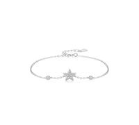 KnSam Echtes Armband Damen Weißgold 585 14K, Armreifen Frau Stern mit Diamant, Armreif Au585 Gold, 20+3cm