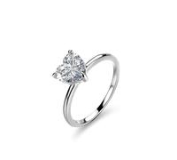 KnSam Echtes Au 375/585/750 Weiß Gold Trauringe, Solitär Herz Pärchen Ringe mit Labor Erstellt Diamant Herzschliff, Eheringe Weißgold 9K/14K/18K, Gr.47-65