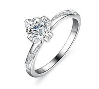 KnSam Echtes Au 375/585/750 Weißgold Solitärring, Zierlich Klassiker Trauringe mit Labor Erstellt Diamant, Hochzeitsring Weiß Gold 9K/14K/18K, Gr.47-65