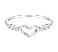 KnSam Echtes Diamantring Au750 Weißgold, Hohl Herz Solitärring mit Diamant, Au750 Gold Verlobungsring, Gr.54 (17.2)